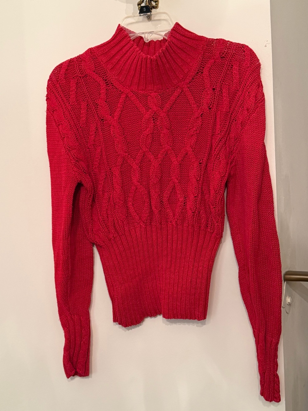 Hunters Run Vintage Red Turtleneck Sweater Top Small Dmg Shoulder